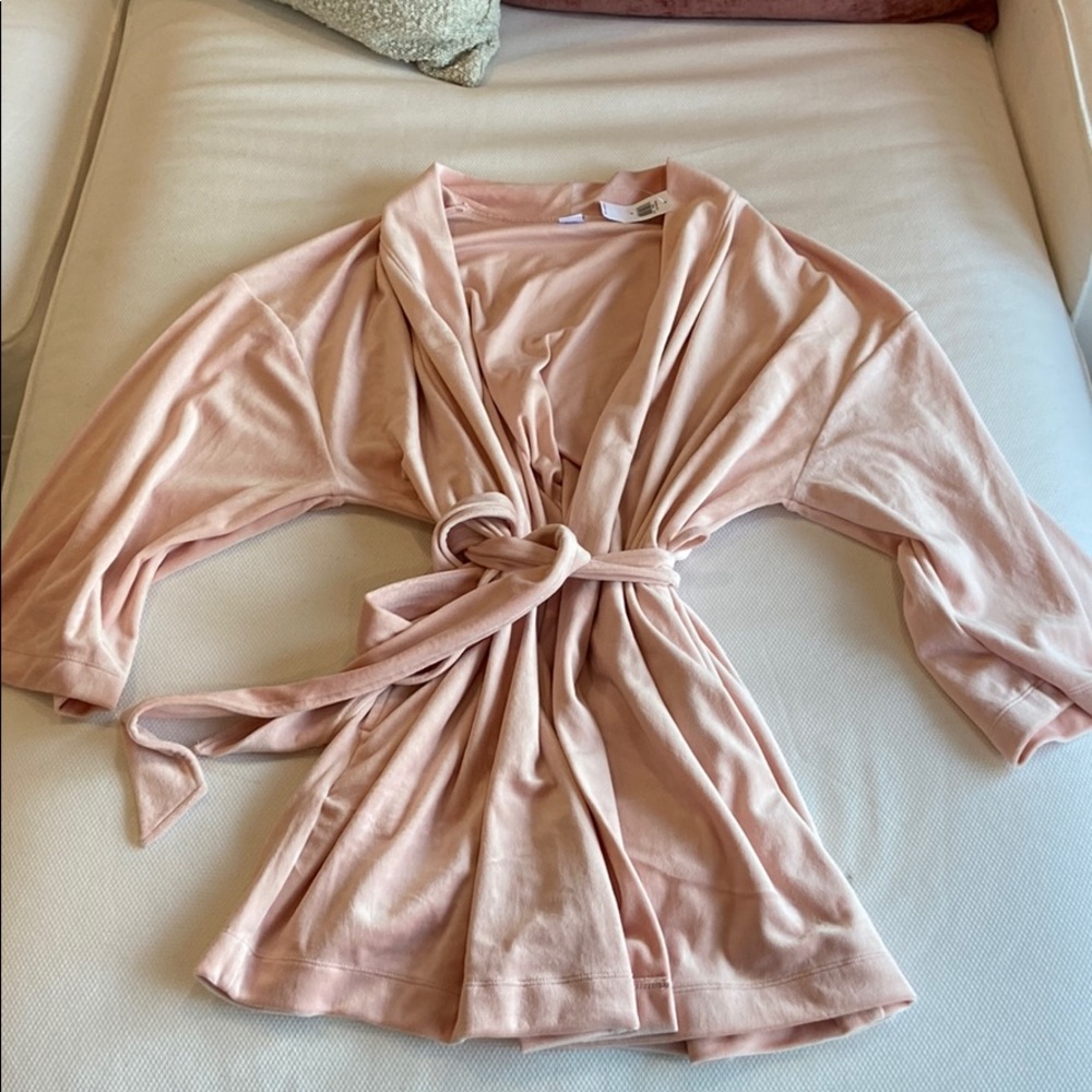 NWT pink plush suede feeling robe OLD NAVY